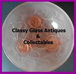 Stunning 1930s Large Pink Glass Bowl by Jobling, England. Lambton Rose Pattern Stunning 1930s Large Pink Glass Bowl by Jobling, England. Lambton Rose Pattern