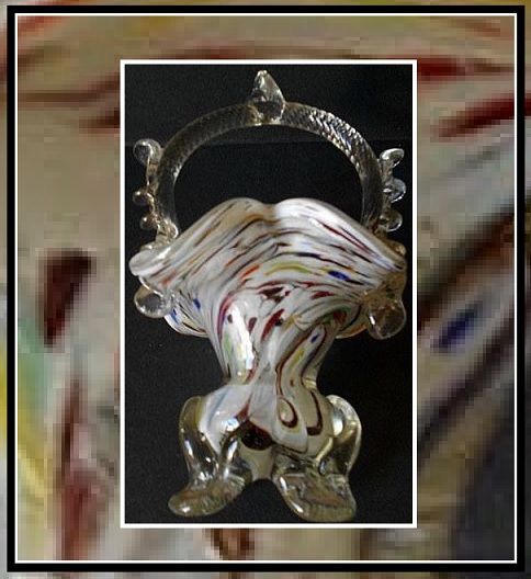 A Wonderful Hand Blown Vintage Murano Glass Basket... MINT CONDITION A Wonderful Hand Blown Vintage Murano Glass Basket... MINT CONDITION