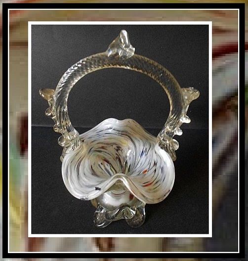 A Wonderful Hand Blown Vintage Murano Glass Basket... MINT CONDITION A Wonderful Hand Blown Vintage Murano Glass Basket... MINT CONDITION