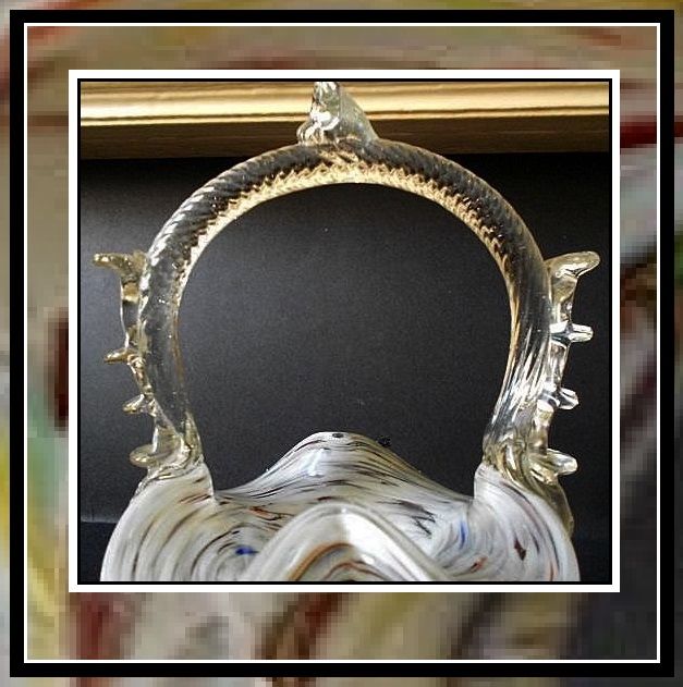 A Wonderful Hand Blown Vintage Murano Glass Basket... MINT CONDITION A Wonderful Hand Blown Vintage Murano Glass Basket... MINT CONDITION