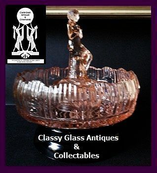 Art Deco Depression Glass Center Piece & Plinth by Sowerby England Art Deco Depression Glass Center Piece & Plinth by Sowerby England