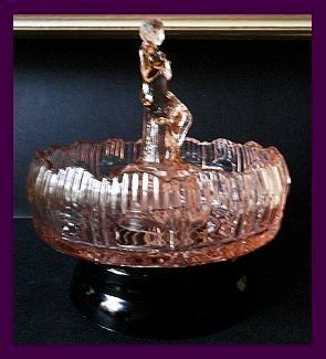 Art Deco Depression Glass Center Piece & Plinth by Sowerby England Art Deco Depression Glass Center Piece & Plinth by Sowerby England