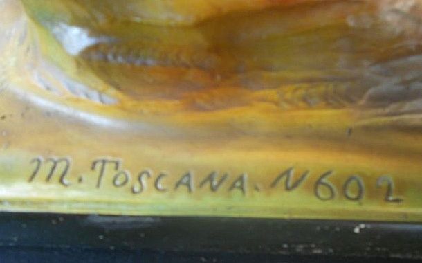 Magnificent Signed Original Art Deco Lady with Birds 26 inch Sculpture by M Toscana Magnificent Signed Original Art Deco Lady with Birds 26 inch Sculpture by M Toscana