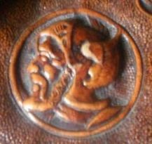 Early 20th Century Leather & Gesso Hand Tooled Continental Inkwell Early 20th Century Leather & Gesso Hand Tooled Continental Inkwell