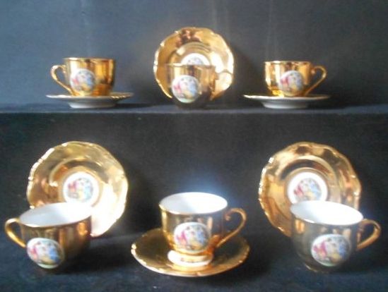 Phenomenal Porcelain FIFTEEN PIECE Tea Set Service by Haas & Czjzek circa 1945. MINT CONDITION Phenomenal Porcelain FIFTEEN PIECE Tea Set Service by Haas & Czjzek circa 1945. MINT CONDITION