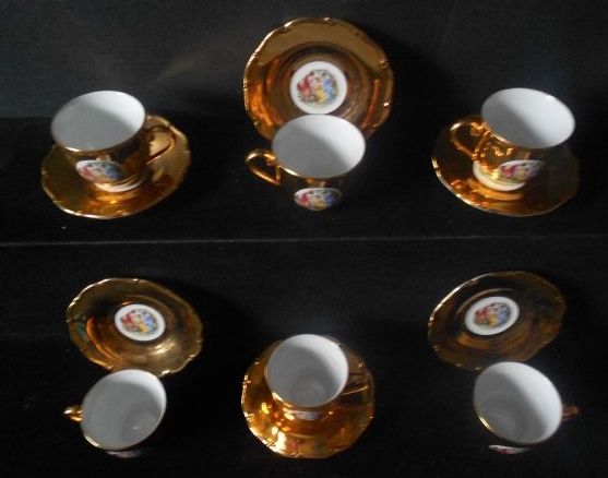 Phenomenal Porcelain FIFTEEN PIECE Tea Set Service by Haas & Czjzek circa 1945. MINT CONDITION Phenomenal Porcelain FIFTEEN PIECE Tea Set Service by Haas & Czjzek circa 1945. MINT CONDITION