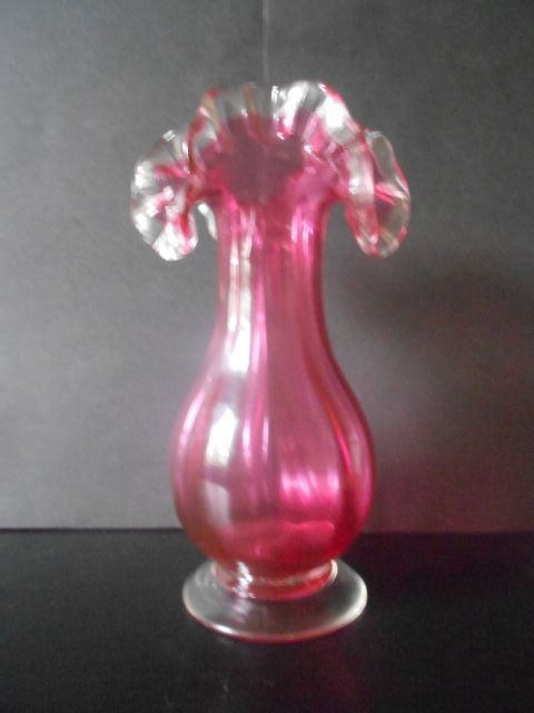 Desirable English Stourbridge 9 inches Tall Free Blown Cranberry Glass Vase. Pre 1910. Desirable English Stourbridge 9 inches Tall Free Blown Cranberry Glass Vase. Pre 1910.