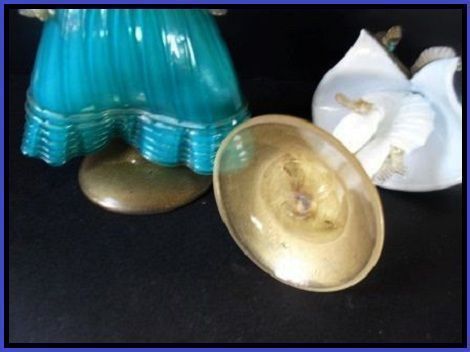 Murano Barovier & Toso Venetian Glass Pair of Courtesan Statuettes Murano Barovier & Toso Venetian Glass Pair of Courtesan Statuettes