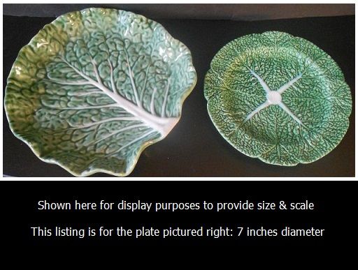 Vibrant Green Portuguese Majolica Cabbage Leaf Salad Plate Vibrant Green Portuguese Majolica Cabbage Leaf Salad Plate