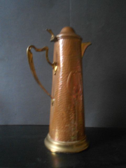 Large JUGENDSTIL Art Nouveau Copper Metal Ewer Jug c1896-c1914 Large JUGENDSTIL Art Nouveau Copper Metal Ewer Jug c1896-c1914