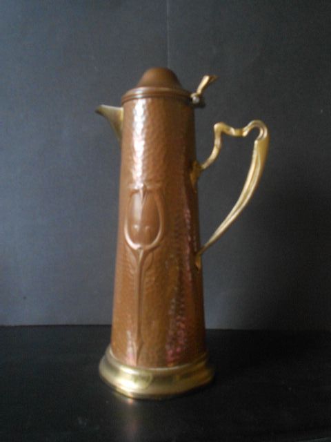 Large JUGENDSTIL Art Nouveau Copper Metal Ewer Jug c1896-c1914 Large JUGENDSTIL Art Nouveau Copper Metal Ewer Jug c1896-c1914