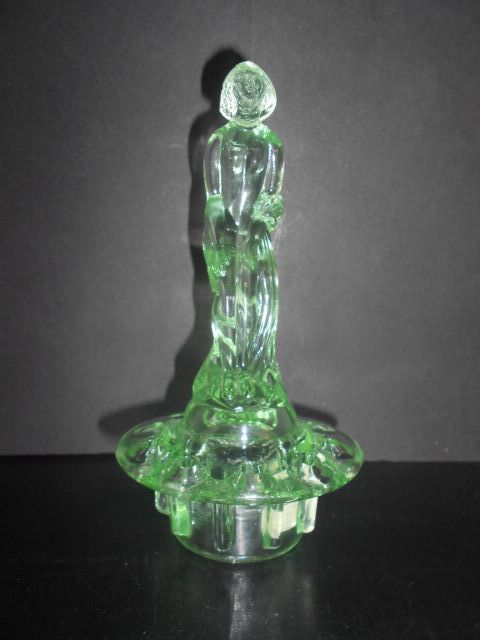 'September Morn' Art Deco Uranium Glass Lady Corner Display Complete With Mirror 'September Morn' Art Deco Uranium Glass Lady Corner Display Complete With Mirror