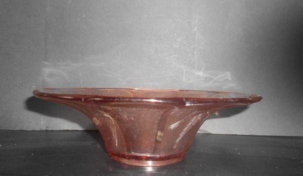 Czechoslovakian 1930's Art Deco Kingfisher Panel, Large Pink Glass Bowl Czechoslovakian 1930's Art Deco Kingfisher Panel, Large Pink Glass Bowl