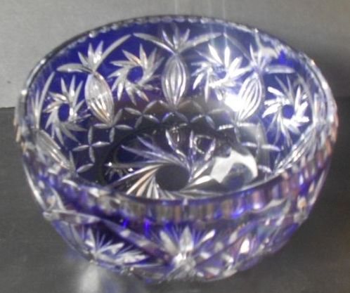 Phenomenal 10 inch Preciosa, Flashed Cobalt Blue 30% Lead Cut Crystal Glass Bowl Phenomenal 10 inch Preciosa, Flashed Cobalt Blue 30% Lead Cut Crystal Glass Bowl