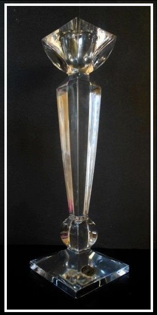 HALF PRICE. Finest Quality from Harrods London Cut Lead Crystal Glass Obelisk Candlesticks. Czechoslovakian HALF PRICE. Finest Quality from Harrods London Cut Lead Crystal Glass Obelisk Candlesticks. Czechoslovakian