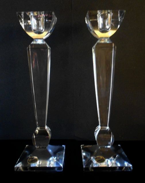 HALF PRICE. Finest Quality from Harrods London Cut Lead Crystal Glass Obelisk Candlesticks. Czechoslovakian HALF PRICE. Finest Quality from Harrods London Cut Lead Crystal Glass Obelisk Candlesticks. Czechoslovakian