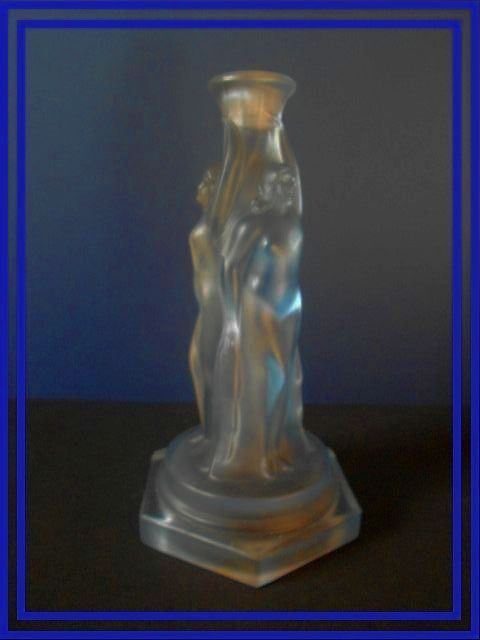 The Sensational 'Three Graces' Two Part Blue Glass Center Piece Comport by Walther & Sohne, Germany. The Sensational 'Three Graces' Two Part Blue Glass Center Piece Comport by Walther & Sohne, Germany.