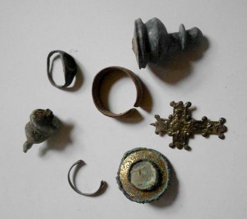 Six Very Different Ancient Artefacts Including a Roman Bronze Childs Ring 2nd c. AD. And Various Metal Findings. c.736 – c.1399. Six Very Different Ancient Artefacts Including a Roman Bronze Childs Ring 2nd c. AD. And Various Metal Findings. c.736 – c.1399.