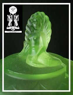 Phenomenal 1930s German Art Deco 7 piece Uranium Glass Vanity Set / Trinket Set by Walther & Sohne, Phenomenal 1930s German Art Deco 7 piece Uranium Glass Vanity Set / Trinket Set by Walther & Sohne,