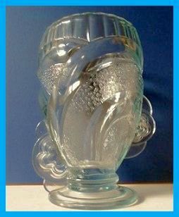 Sowerby 1930s English Art Deco Blue Depression Glass Vase Sowerby 1930s English Art Deco Blue Depression Glass Vase