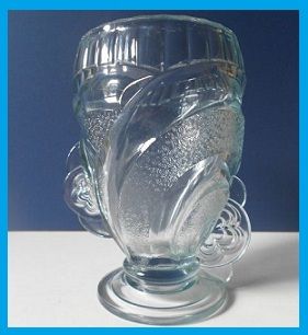 Sowerby 1930s English Art Deco Blue Depression Glass Vase Sowerby 1930s English Art Deco Blue Depression Glass Vase