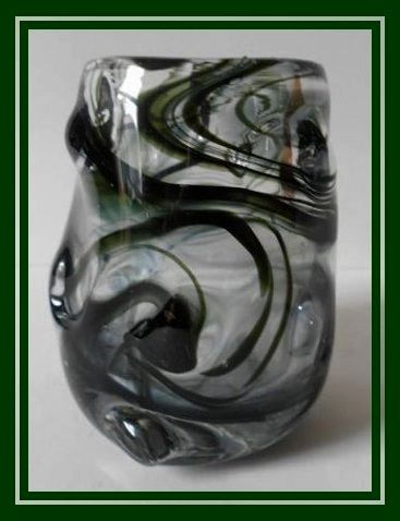 Wonderful Whitefriars 'Streaky Green Knobbly Range' Pattern Glass Vase circa 1964 Wonderful Whitefriars 'Streaky Green Knobbly Range' Pattern Glass Vase circa 1964
