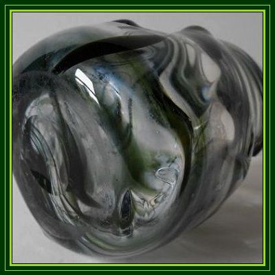 Wonderful Whitefriars 'Streaky Green Knobbly Range' Pattern Glass Vase circa 1964 Wonderful Whitefriars 'Streaky Green Knobbly Range' Pattern Glass Vase circa 1964