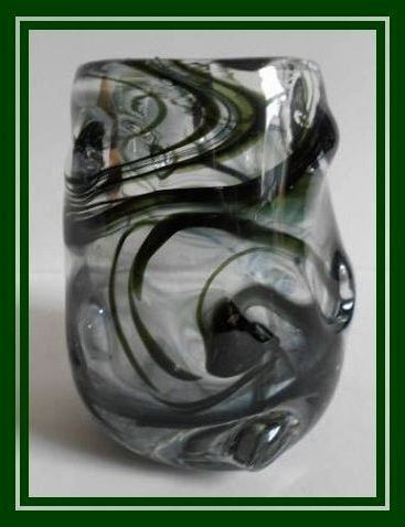 Wonderful Whitefriars 'Streaky Green Knobbly Range' Pattern Glass Vase circa 1964 Wonderful Whitefriars 'Streaky Green Knobbly Range' Pattern Glass Vase circa 1964