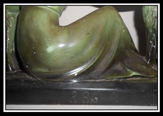 Original & Delightful 1930's French Art Deco 'dame et le chevreuil' Lady & Roe Deer Sculpture Original & Delightful 1930's French Art Deco 'dame et le chevreuil' Lady & Roe Deer Sculpture