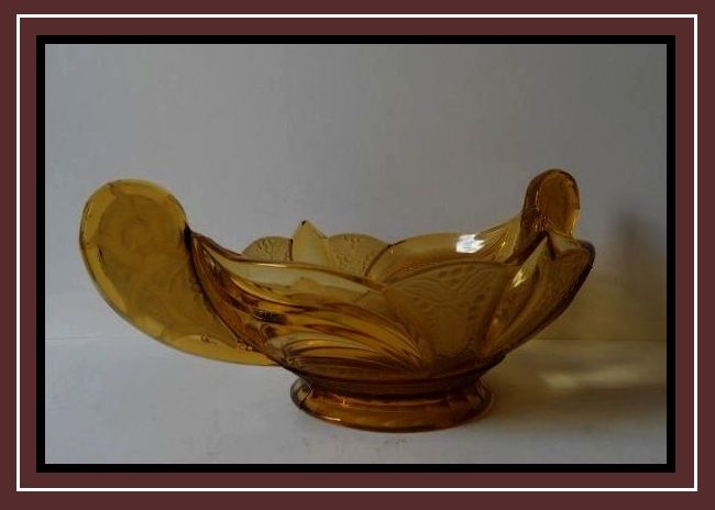 Sensational Brockwitz 1930s German Art Deco 15 inch Amber Glass Bowl Sensational Brockwitz 1930s German Art Deco 15 inch Amber Glass Bowl