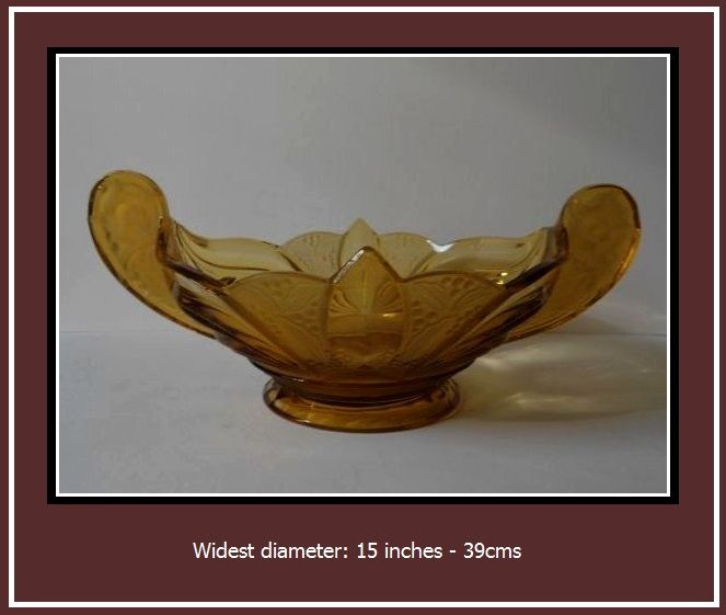 Sensational Brockwitz 1930s German Art Deco 15 inch Amber Glass Bowl Sensational Brockwitz 1930s German Art Deco 15 inch Amber Glass Bowl