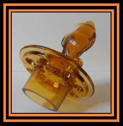 Czechoslovakian 1930's Art Deco Amber Glass Penguin 2 part Center Piece by Libochovice Czechoslovakian 1930's Art Deco Amber Glass Penguin 2 part Center Piece by Libochovice
