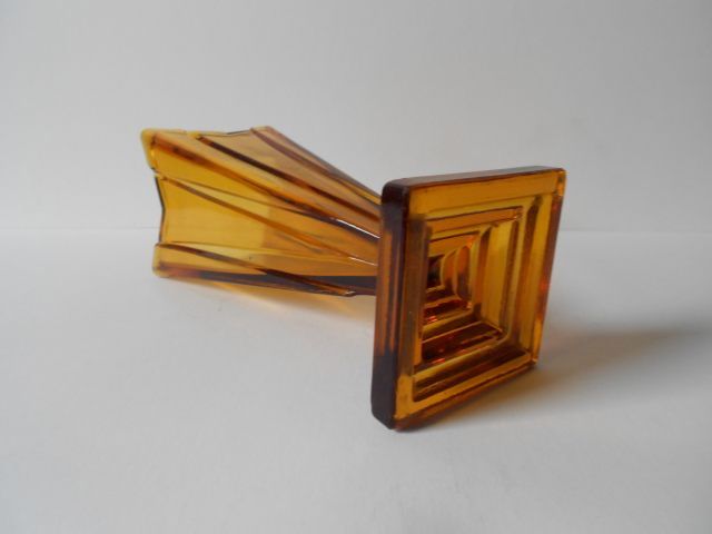 Art Deco Amber Glass Vase by Bagley, England. Wyndham pattern. Art Deco Amber Glass Vase by Bagley, England. Wyndham pattern.