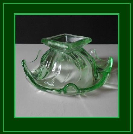 Bagley 1930's English Art Deco Green Equinox Pattern Posy Bowl Dish Bagley 1930's English Art Deco Green Equinox Pattern Posy Bowl Dish