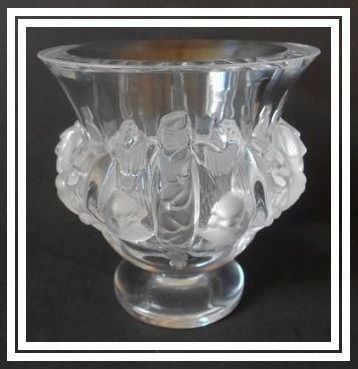 Marc Lalique Designed French Lead Crystal Glass 'Dampierre' Vase. Mint. Marc Lalique Designed French Lead Crystal Glass 'Dampierre' Vase. Mint.