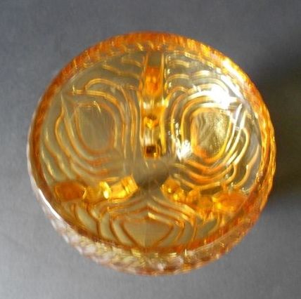Sowerby, English Art Deco Large Amber Glass Two Piece Rose Bowl Sowerby, English Art Deco Large Amber Glass Two Piece Rose Bowl