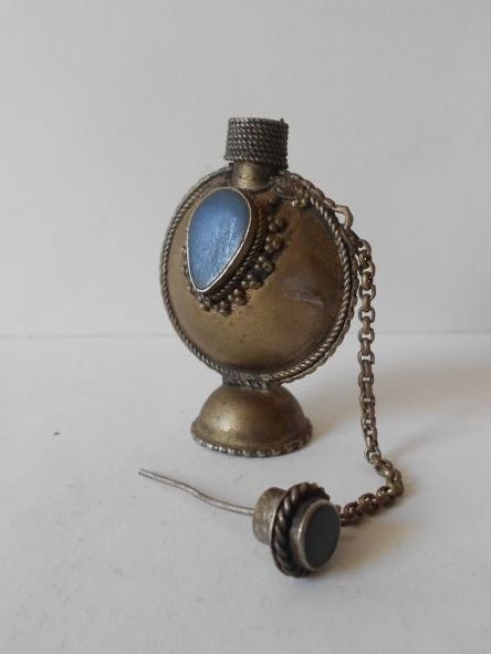 Early 20th Century Oriental Nepalese Silver Temple Pedestal Snuff Bottle Early 20th Century Oriental Nepalese Silver Temple Pedestal Snuff Bottle
