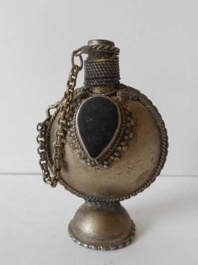 Early 20th Century Oriental Nepalese Silver Temple Pedestal Snuff Bottle Early 20th Century Oriental Nepalese Silver Temple Pedestal Snuff Bottle