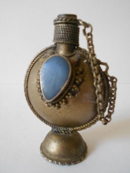 Early 20th Century Oriental Nepalese Silver Temple Pedestal Snuff Bottle Early 20th Century Oriental Nepalese Silver Temple Pedestal Snuff Bottle