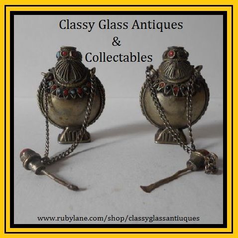 Superb Pair of Antique Tibetan Silver Pedestal Temple Snuff Bottles. Early 20th century Superb Pair of Antique Tibetan Silver Pedestal Temple Snuff Bottles. Early 20th century