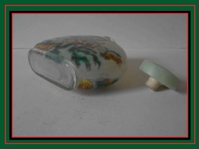 LARGE Reverse Painted Chinese Glass Snuff Bottle - Early 20th Century LARGE Reverse Painted Chinese Glass Snuff Bottle - Early 20th Century