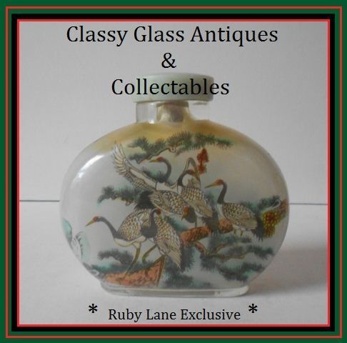 LARGE Reverse Painted Chinese Glass Snuff Bottle - Early 20th Century LARGE Reverse Painted Chinese Glass Snuff Bottle - Early 20th Century