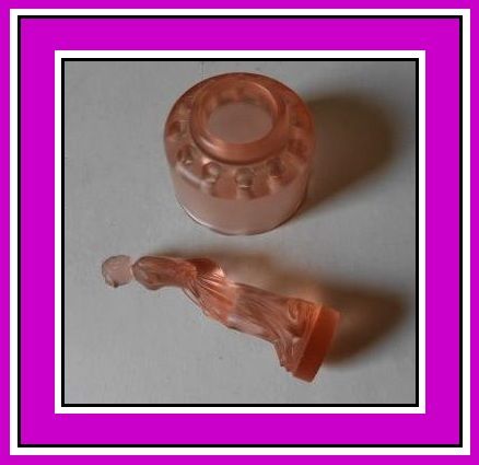 Superb1930s Art Deco 3 part Pink Glass Lady & Bowl Center Piece Display by Muller Superb1930s Art Deco 3 part Pink Glass Lady & Bowl Center Piece Display by Muller