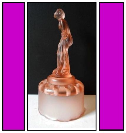Superb1930s Art Deco 3 part Pink Glass Lady & Bowl Center Piece Display by Muller Superb1930s Art Deco 3 part Pink Glass Lady & Bowl Center Piece Display by Muller