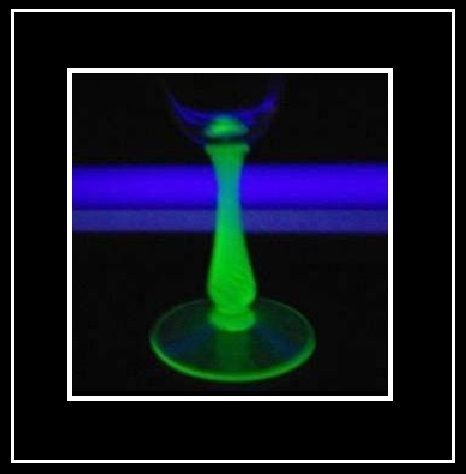 Uranium Stemmed & Wheel Cut Martini Wine Drinking Glass. Bohemian Uranium Stemmed & Wheel Cut Martini Wine Drinking Glass. Bohemian
