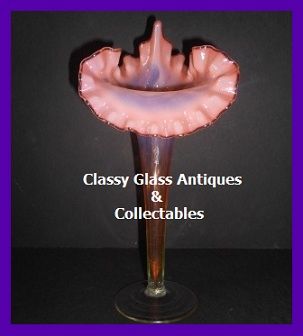 Thomas Webb, English Victorian Jack in The Pulpit Pink & White Opal & Uranium Glass Vase Thomas Webb, English Victorian Jack in The Pulpit Pink & White Opal & Uranium Glass Vase