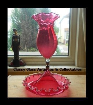 Antique English Victorian Crystal Cased Ruby Red Glass - Cranberry Glass 14 inch Single Tulip Vase Epergne Antique English Victorian Crystal Cased Ruby Red Glass - Cranberry Glass 14 inch Single Tulip Vase Epergne