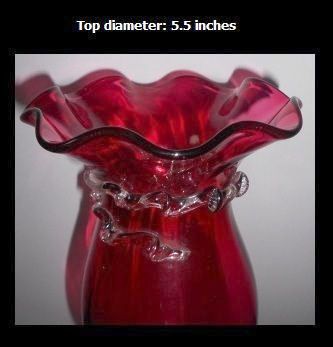 Antique English Victorian Crystal Cased Ruby Red Glass - Cranberry Glass 14 inch Single Tulip Vase Epergne Antique English Victorian Crystal Cased Ruby Red Glass - Cranberry Glass 14 inch Single Tulip Vase Epergne