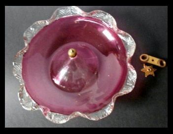 Antique English Victorian 3 Flute Cranberry Glass & Crystal Epergne Antique English Victorian 3 Flute Cranberry Glass & Crystal Epergne