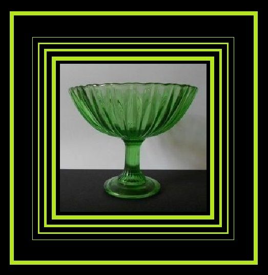 Very large & scarce vintage Art Deco emerald green glass comport bowl with column stem & pedestal foot Very large & scarce vintage Art Deco emerald green glass comport bowl with column stem & pedestal foot